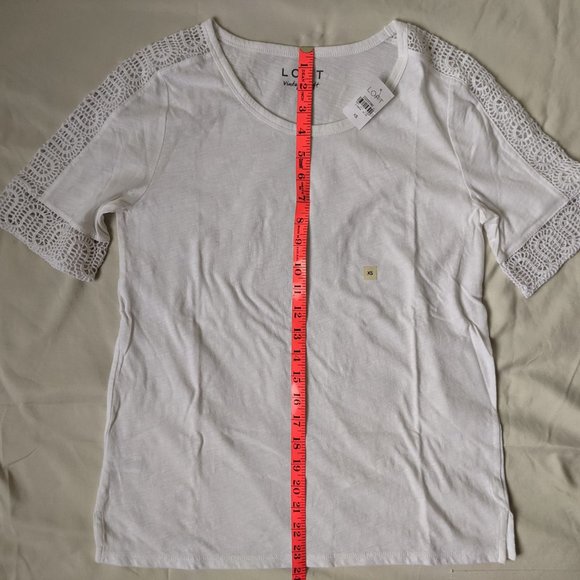 LOFT White Tee with Cotton Lace Details - Picture 9 of 10